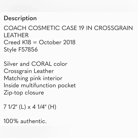 Authentic Coach Cosmetic Bag in Coral Crossgrain leather! 😍 - Picture 6 of 6